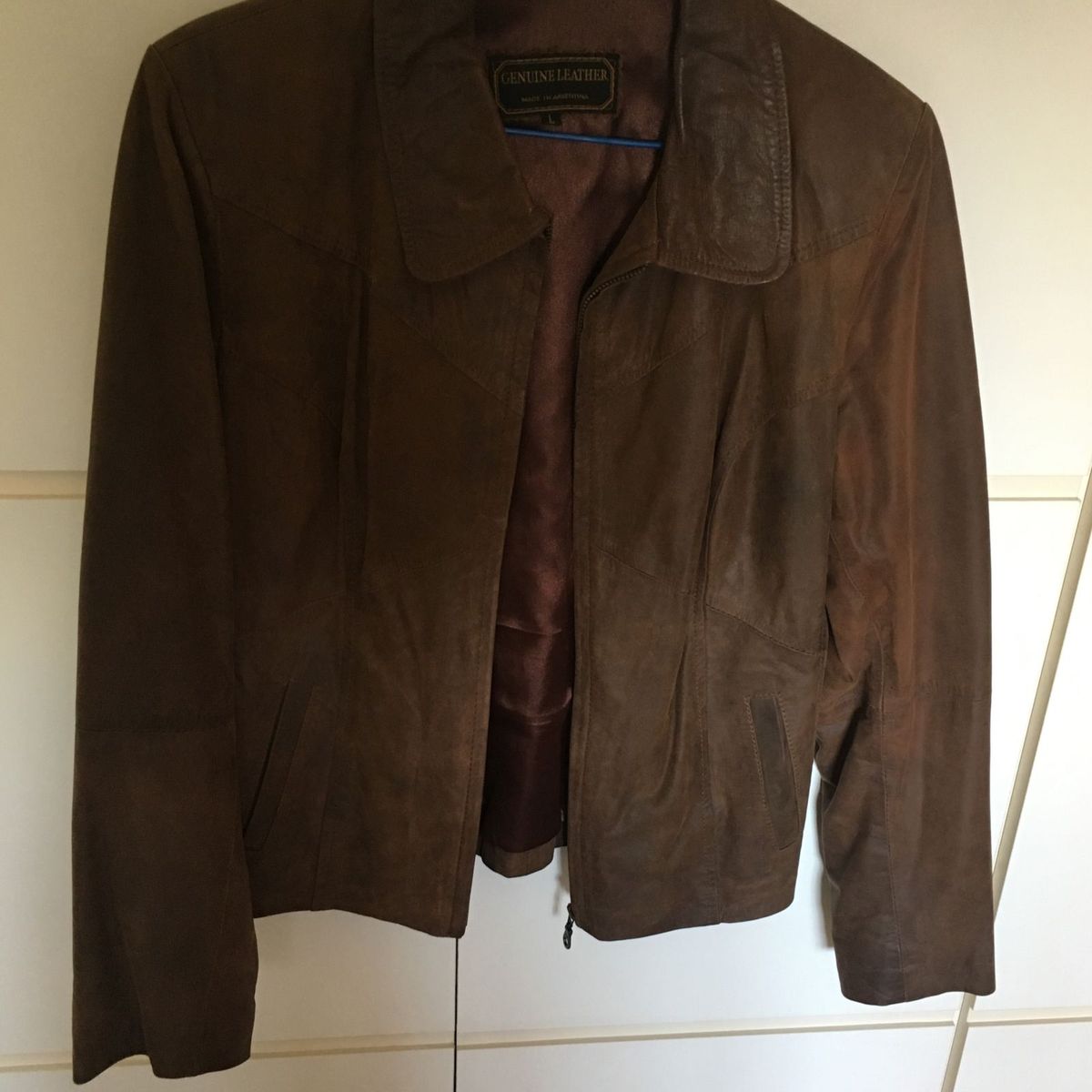 jaqueta de couro genuine leather