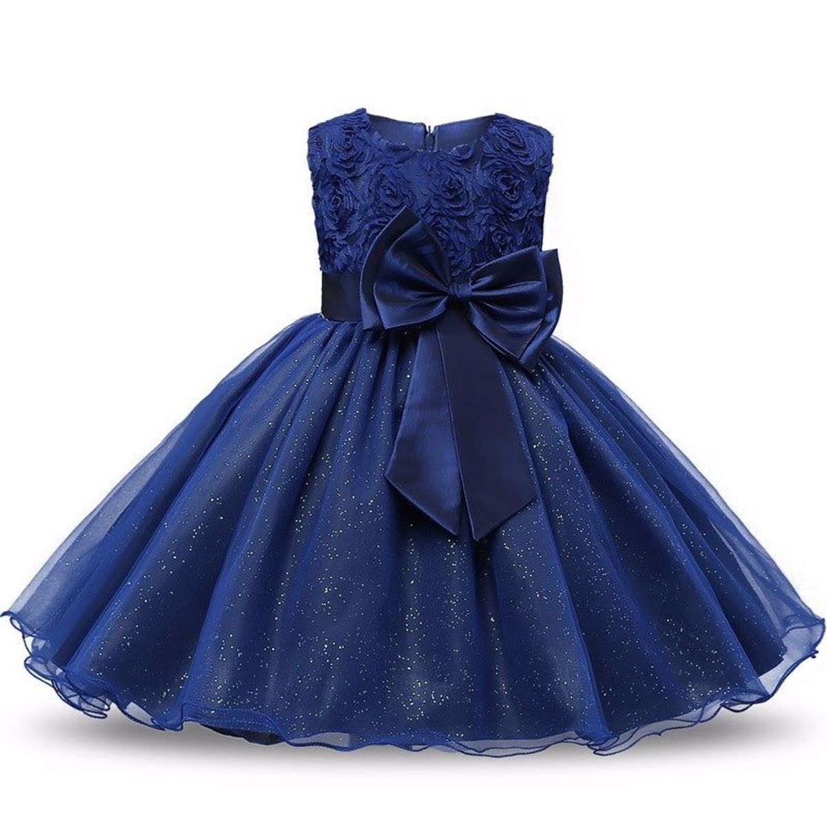 vestido de florista branco com azul