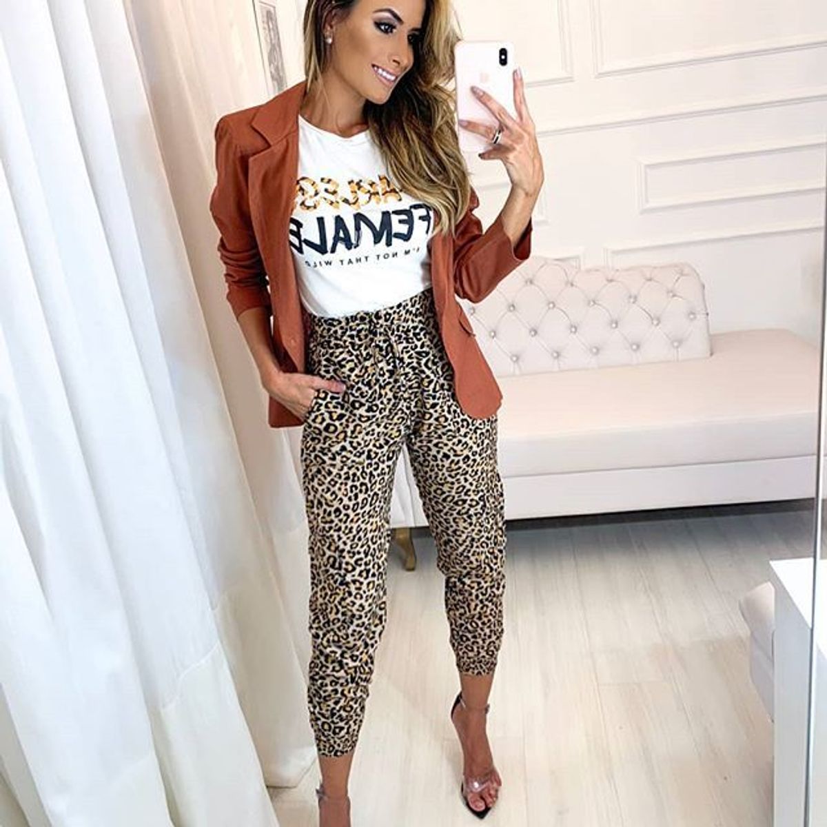 calça animal print feminina