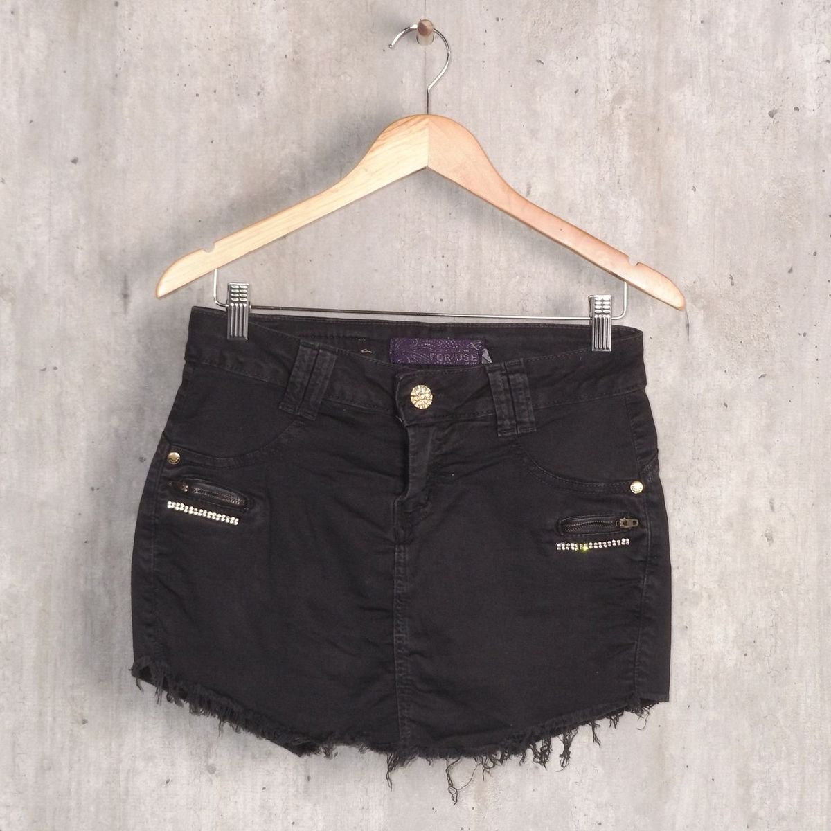 short saia preto jeans