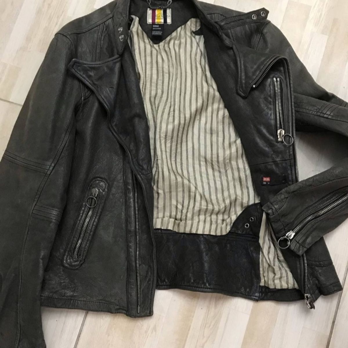 jaqueta de couro diesel masculina