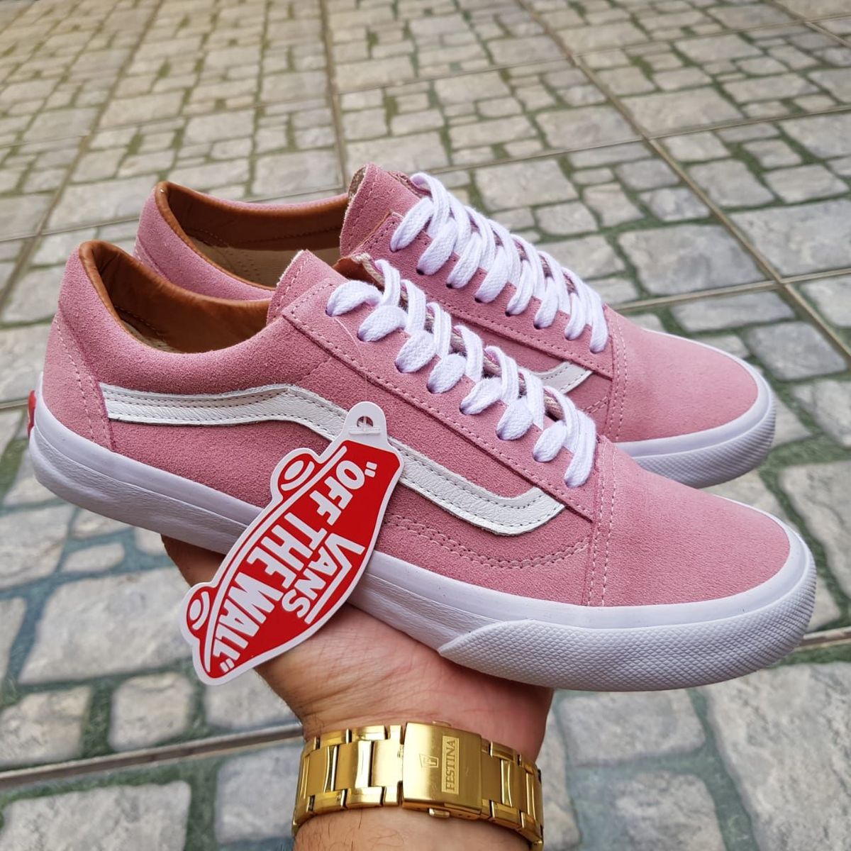 Vans branco 2024 e rosa