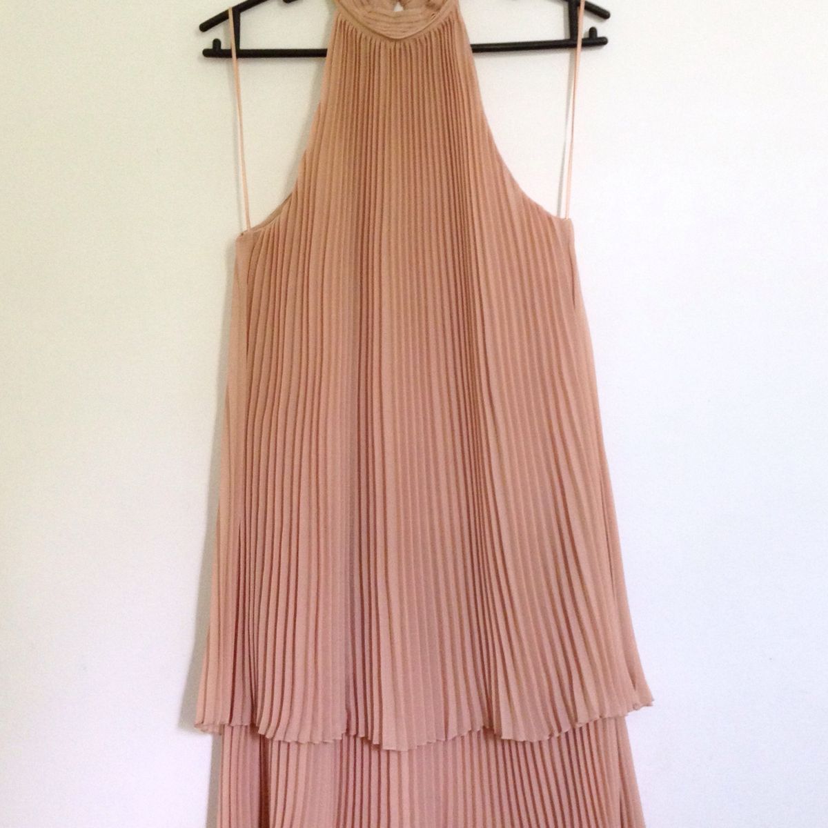 vestido plissado massimo dutti