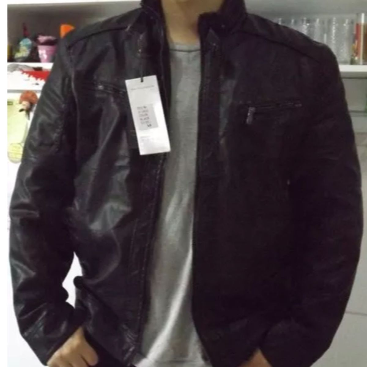 jaqueta de couro masculina importada