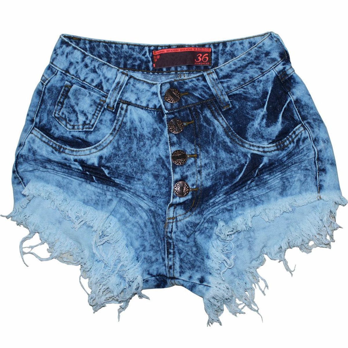 shorts de cintura alta jeans desfiado