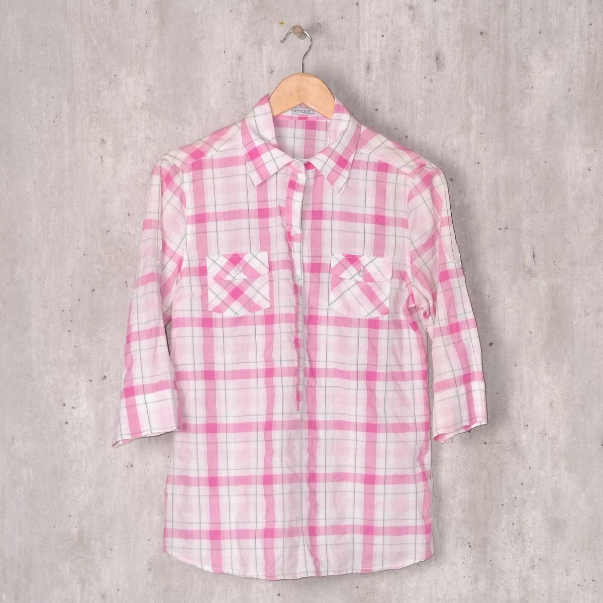 camisa xadrez rosa