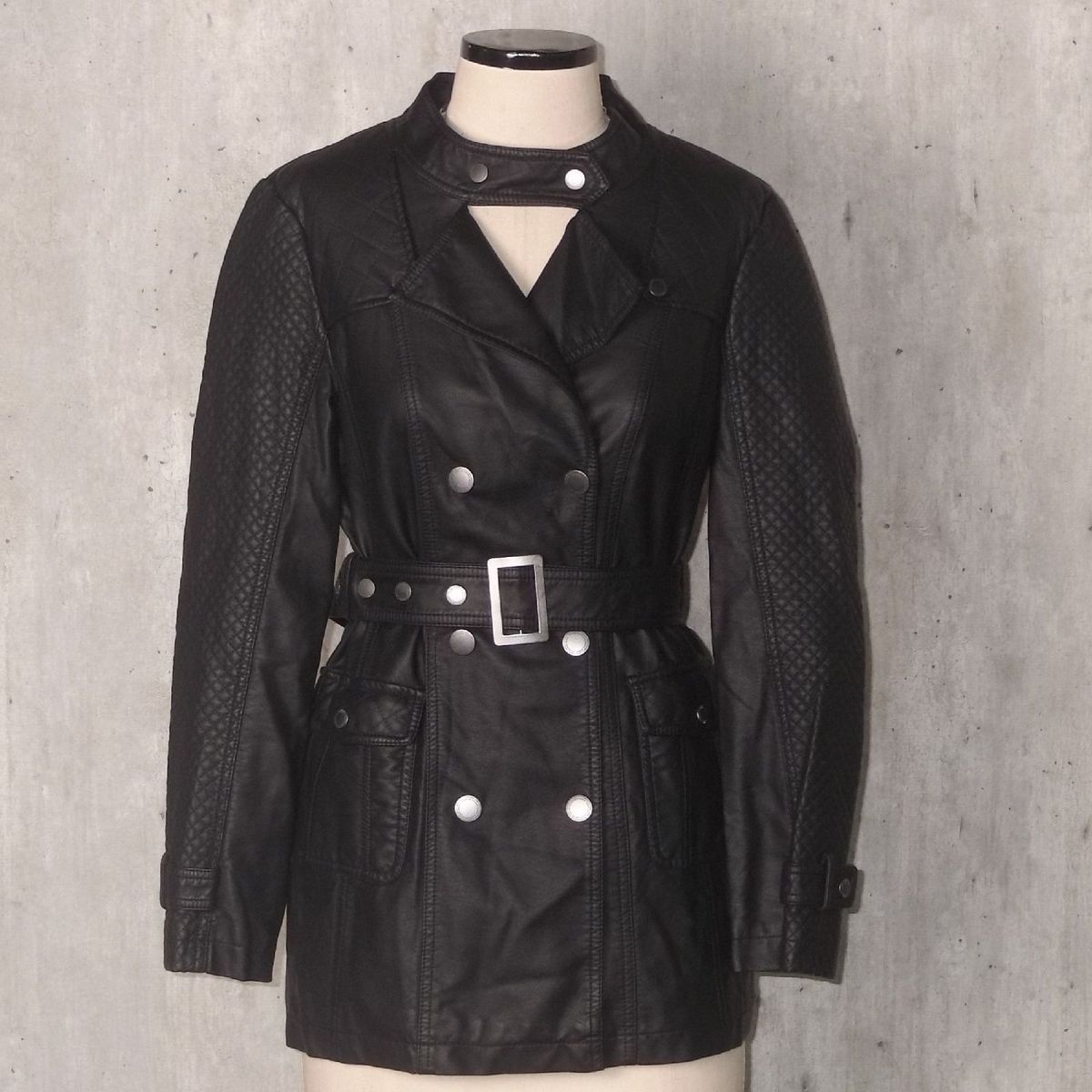 jaqueta de couro comprida feminina