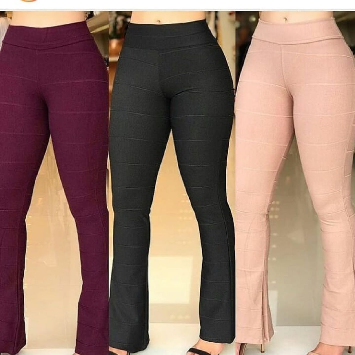 calça bandagem flare branca