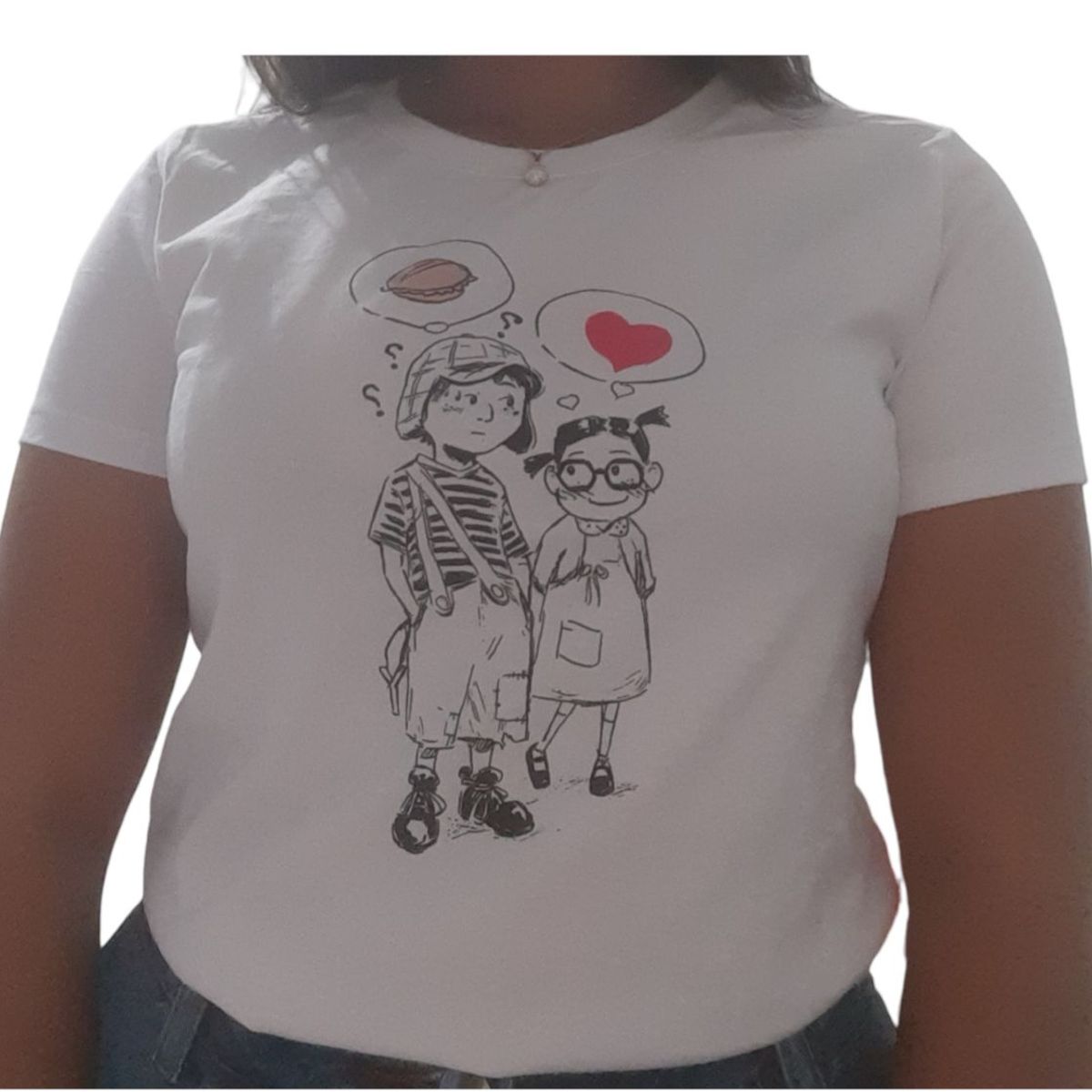 Camiseta Branca Personagem Chaves e Chiquinha Tamanho M Marca Use Criativa, Camiseta Feminina Use Criativa Nunca Usado 85049003