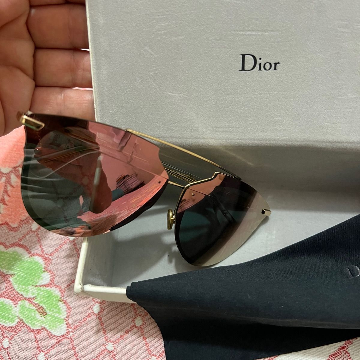 culos Dior Unissex Lentes Espelhadas Rosadas Semi Novo