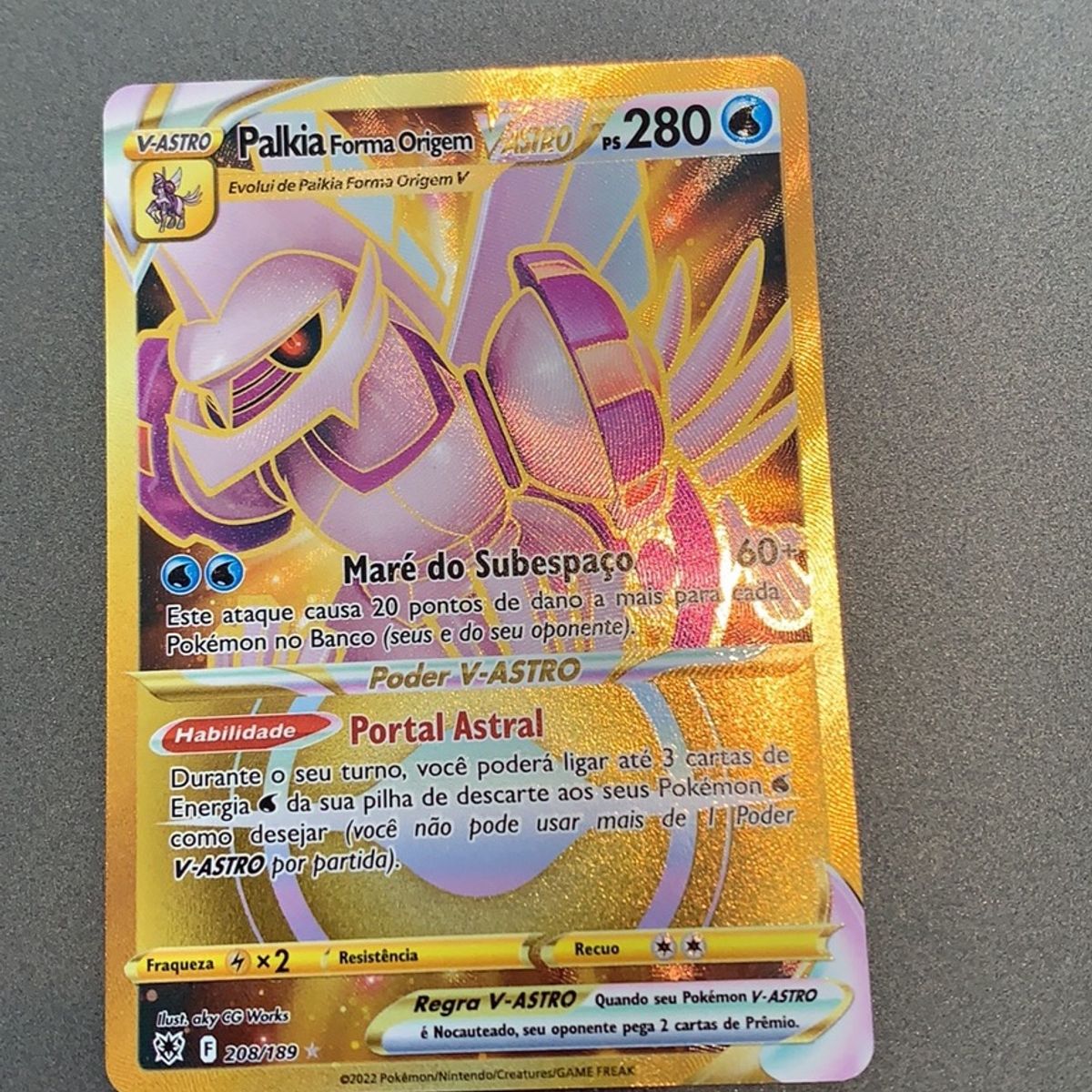 Carta Pokémon/ Palkia Forma Origem V-Astro Gold, Item Infantil Pokémon  Company Nunca Usado 73109221
