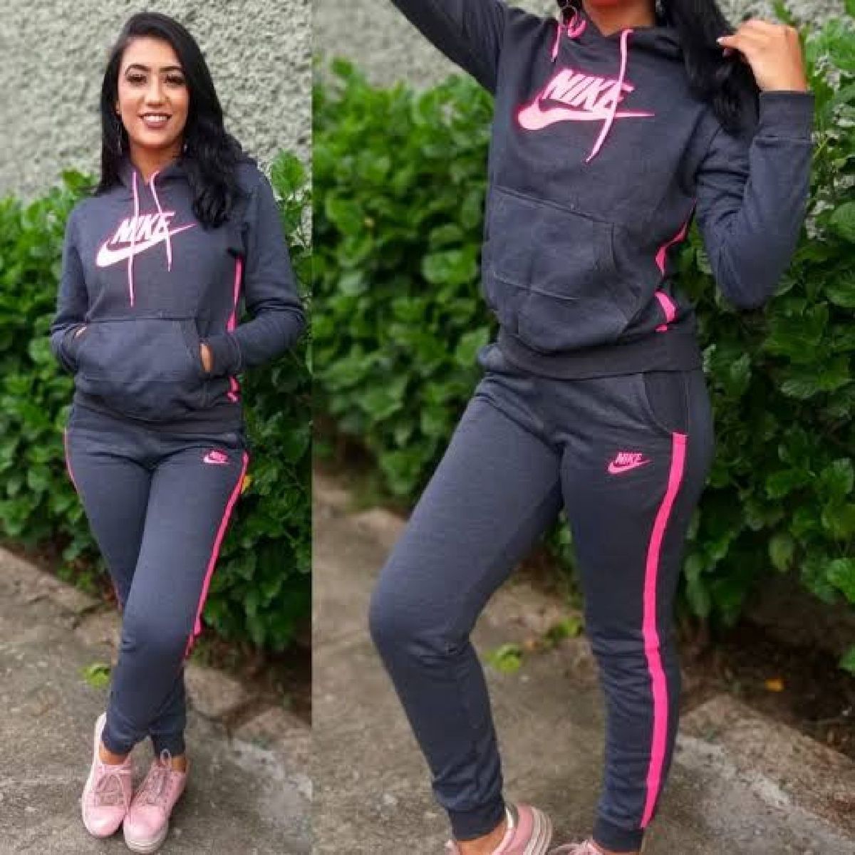 conjunto moletom feminino nike rosa