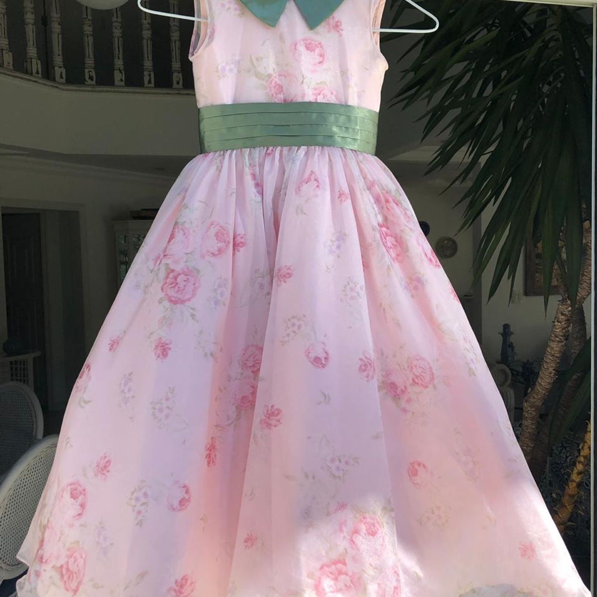 vestido daminha florido