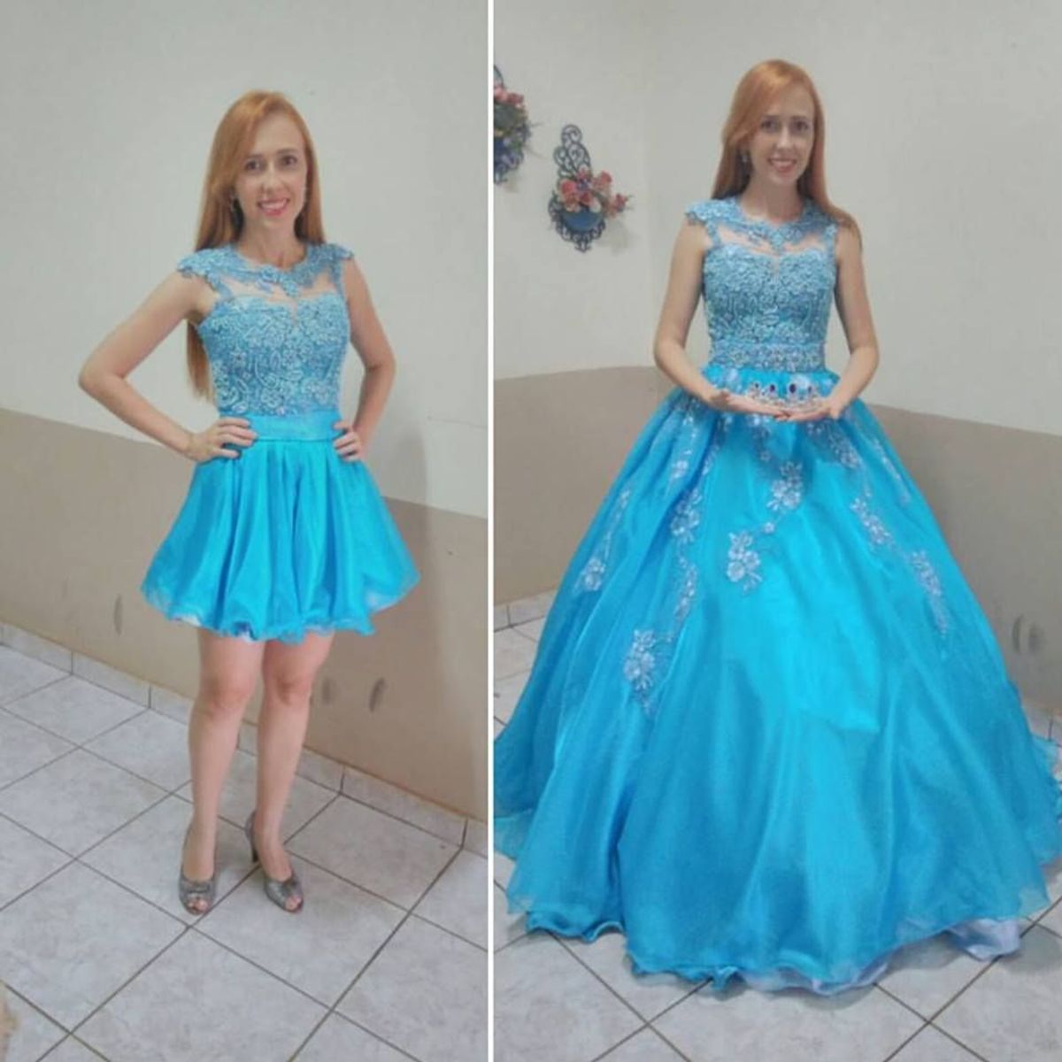 vestido dois em um debutante