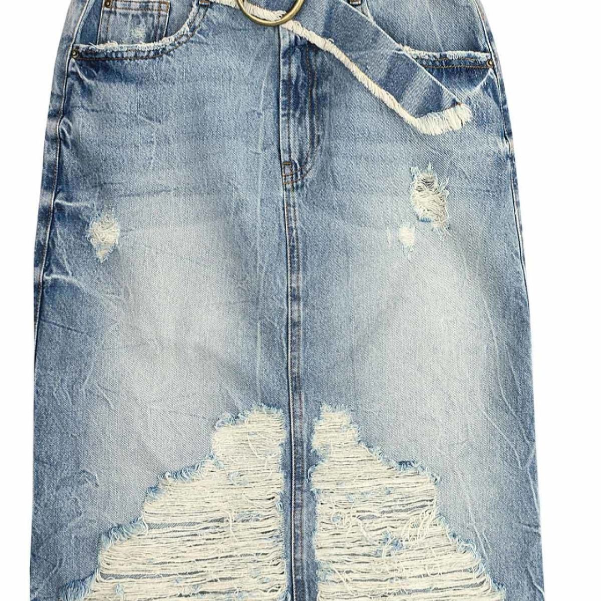 saia jeans midi dzarm