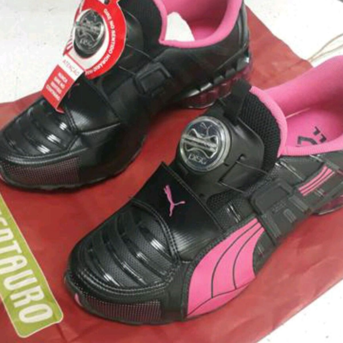 puma disk rosa e preto