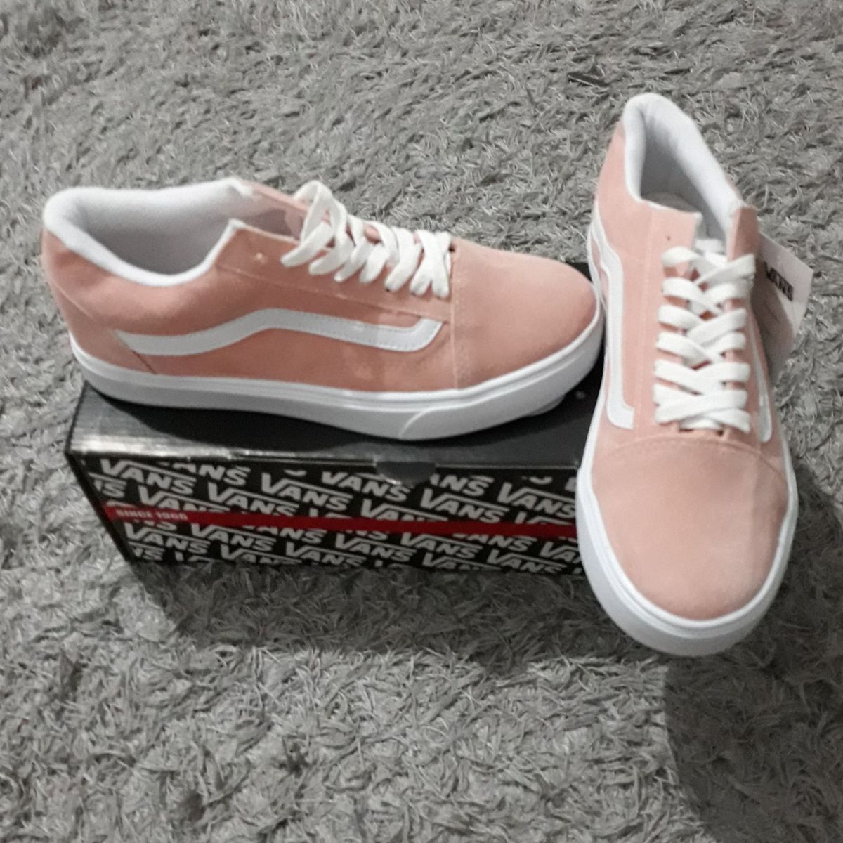 tenis vans old skool rosa claro