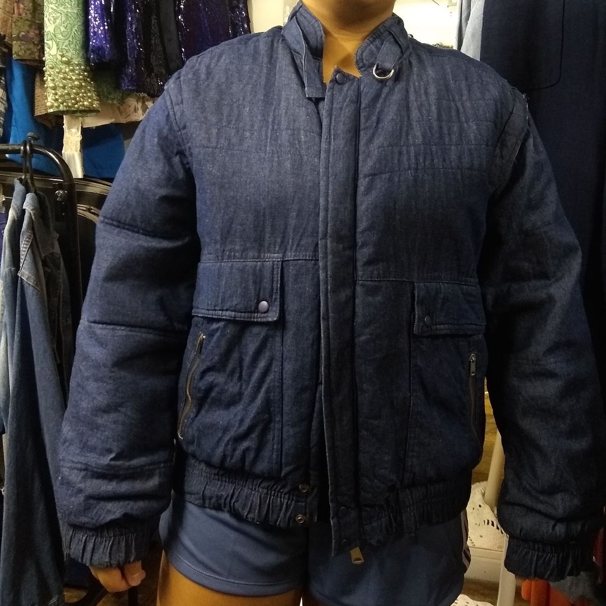 jaqueta jeans acolchoada