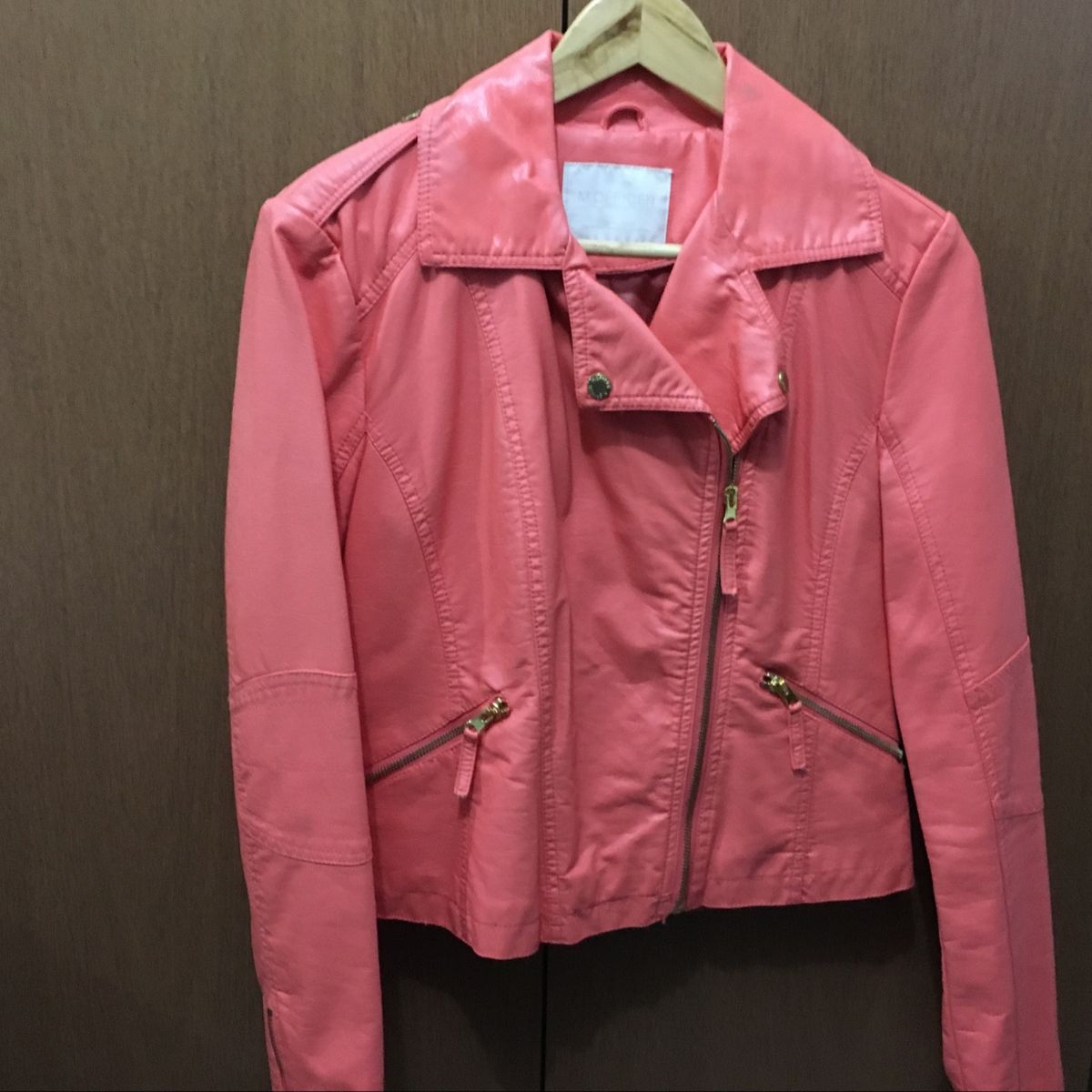 jaqueta de couro feminina m officer