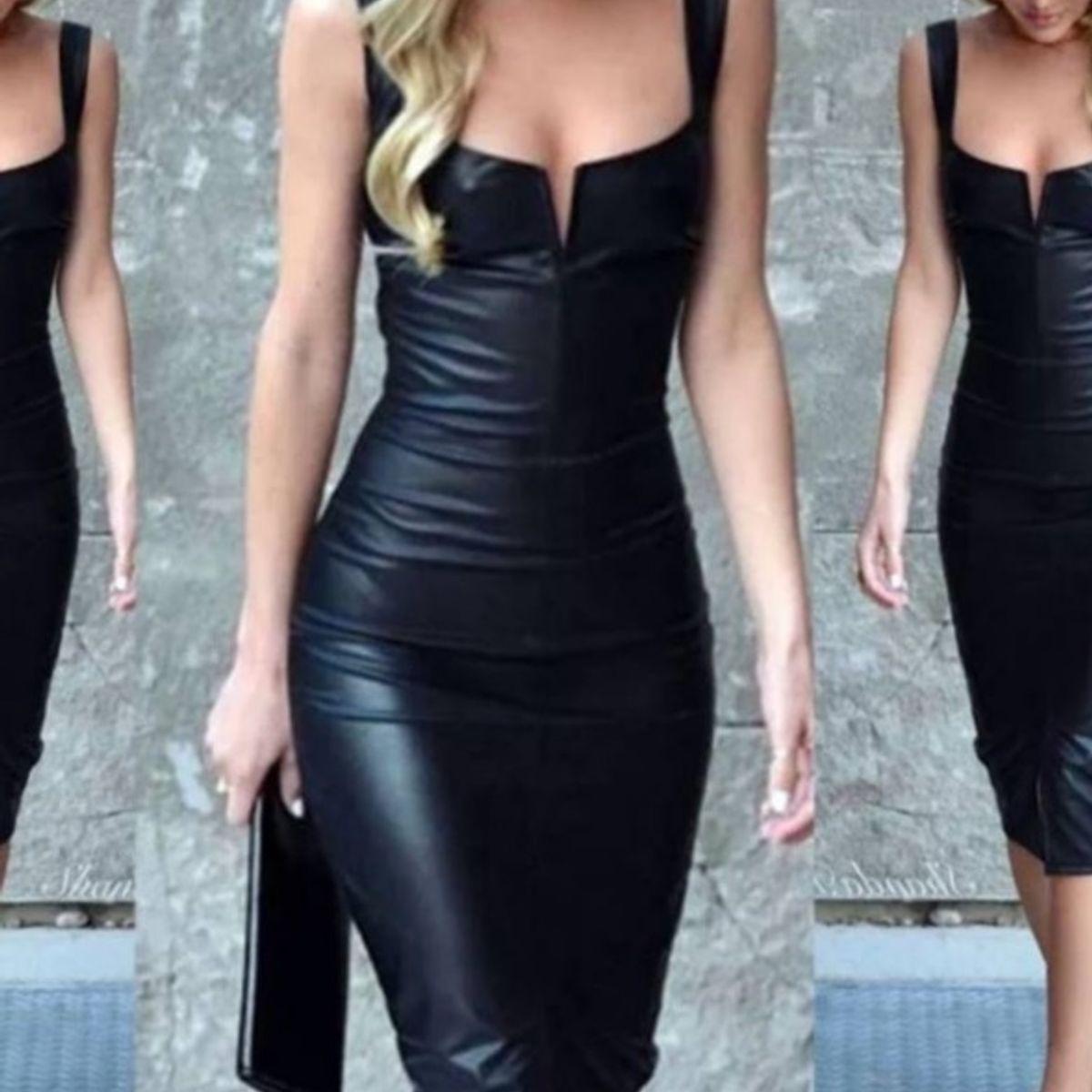 vestido midi preto basico