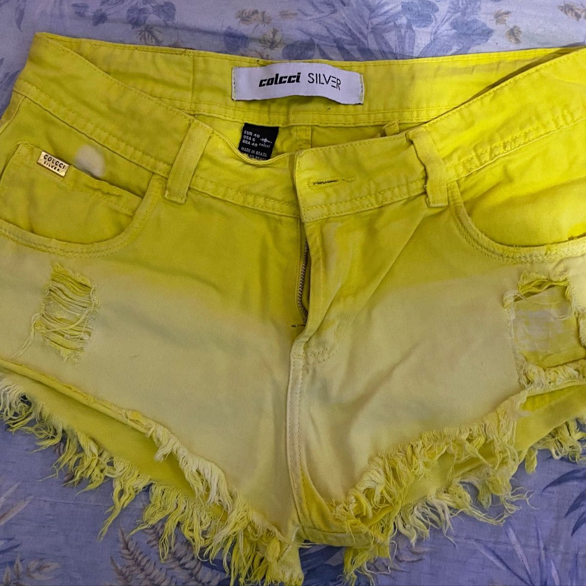 Short store jeans amarelo