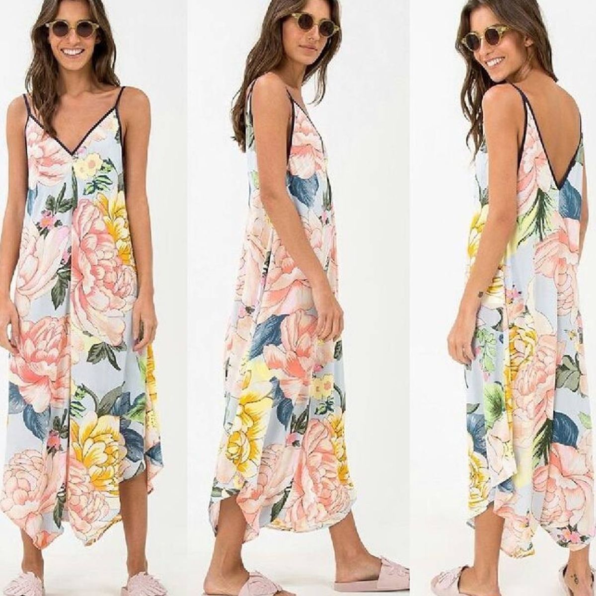 vestido maxi chita cubana