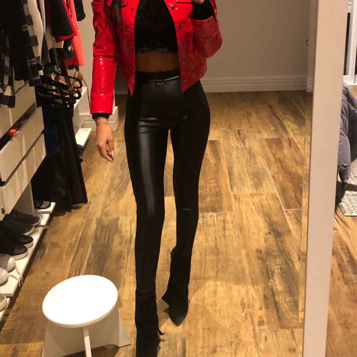 jaqueta vinil vermelha