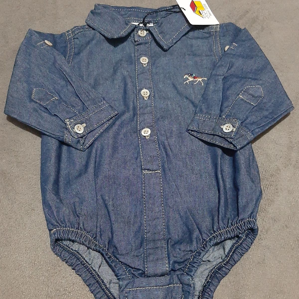 Body Camisa Jeans Roupa Infantil Para Bebe Lazy Nunca Usado Enjoei