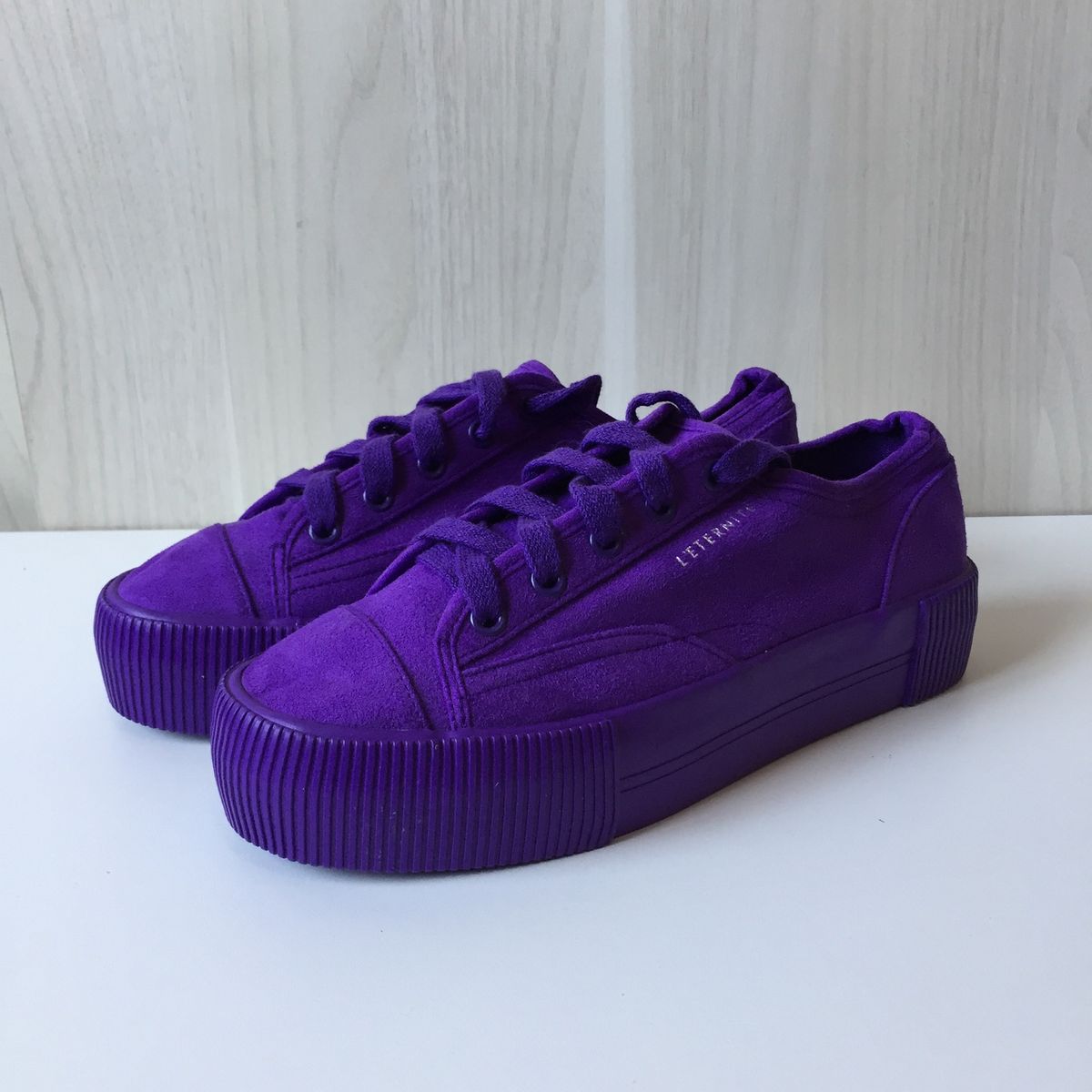 Tenis Plataforma Flatform Roxo Leternite Divided Tenis Feminino H M Nunca Usado Enjoei