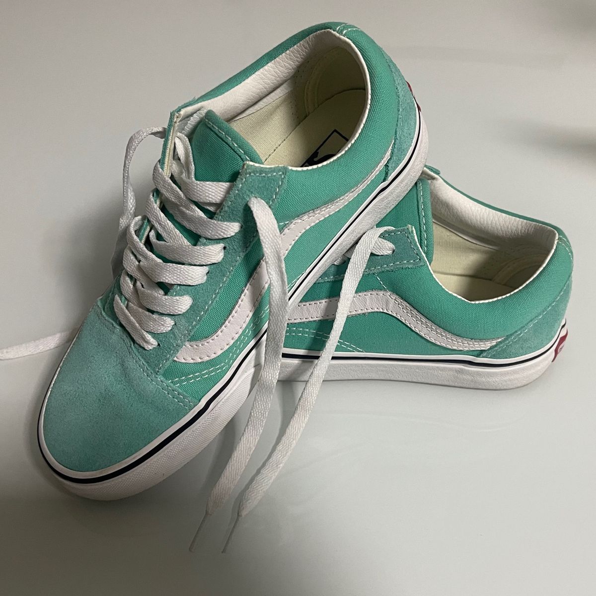 Aqua haze old skool vans on sale