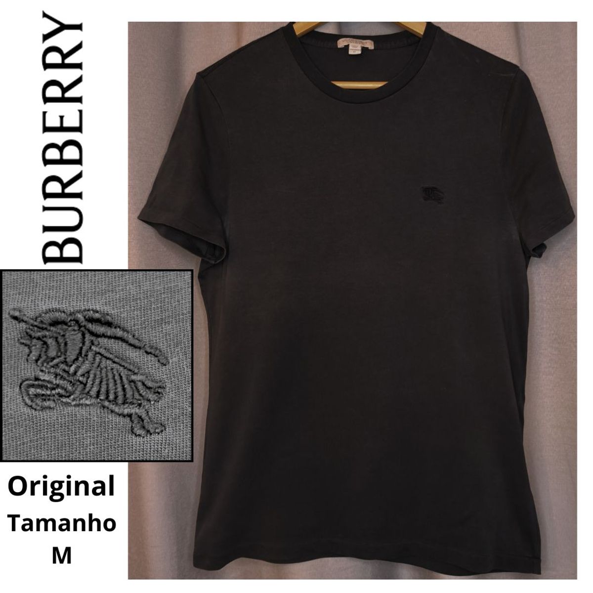 Camiseta burberry london hotsell england detail tartan preta