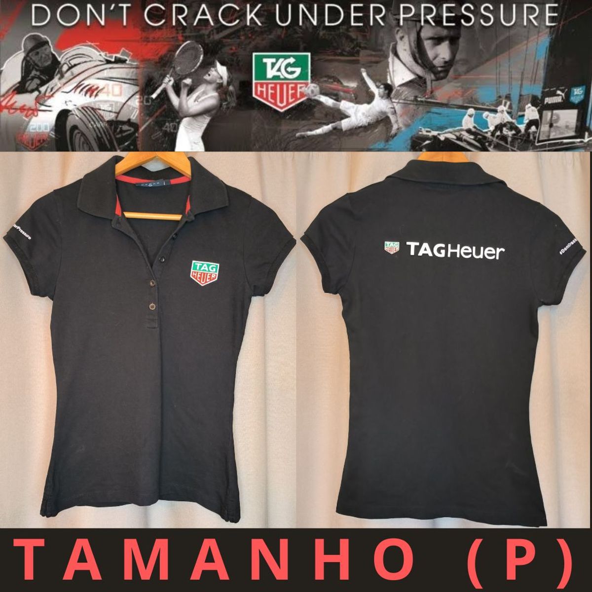 Camisa Gola Polo Feminina de Grife Su a Tag Heuer Famosa por Deus Rel gios Tamanho P Rel gio Feminino Tag Heuer Usado 92416358 enjoei