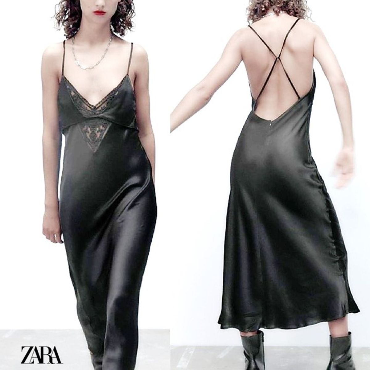 Zara black sale slip dress