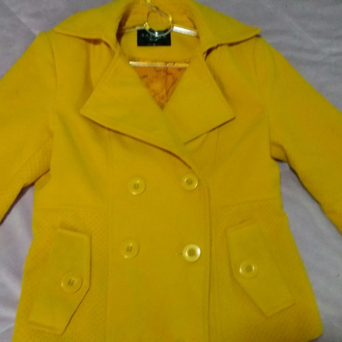 casaco lã batido feminino amarelo