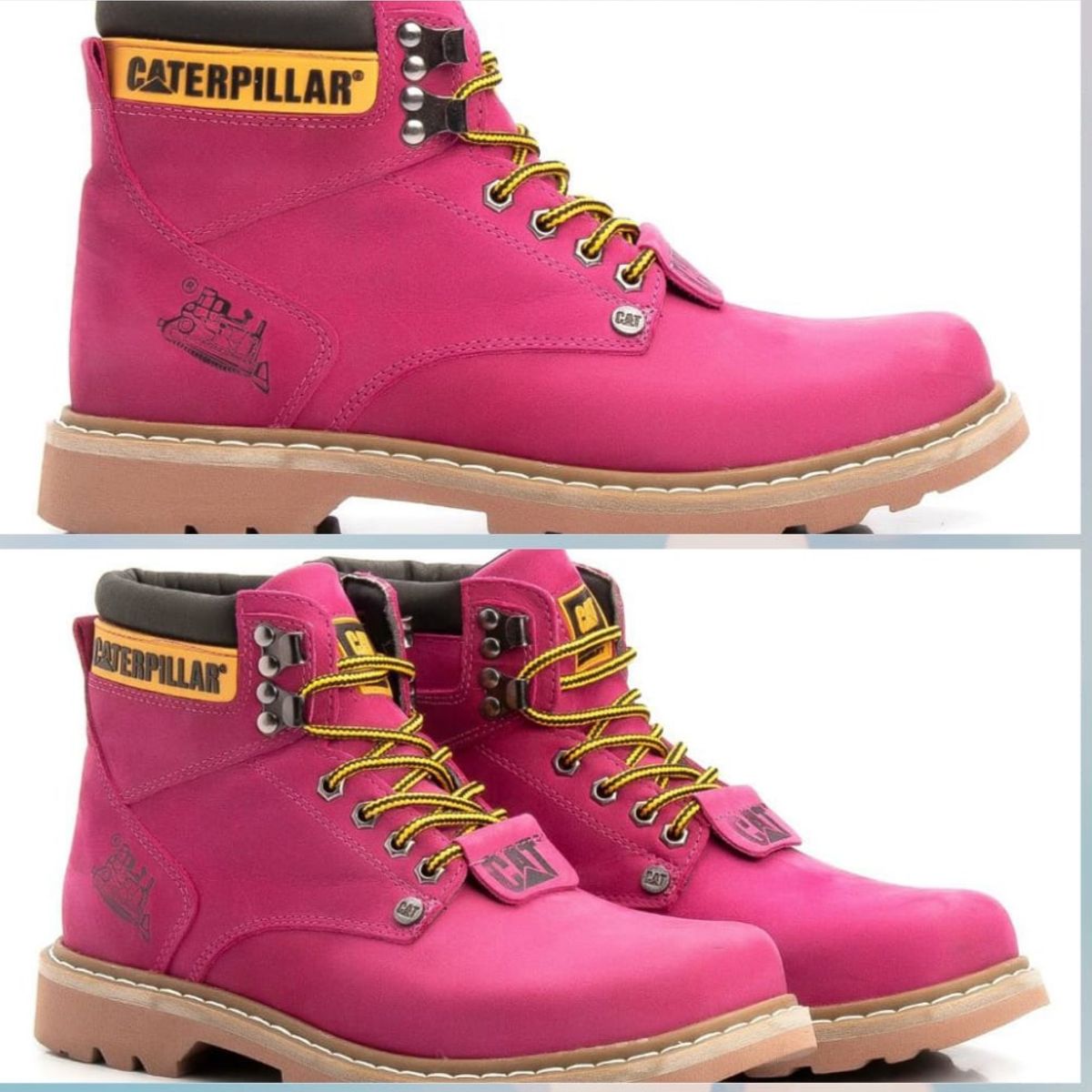 Bota Botina Coturno Feminino Caterpillar Adventure em Couro Legítimo  Palmilha em Gel - Rosa