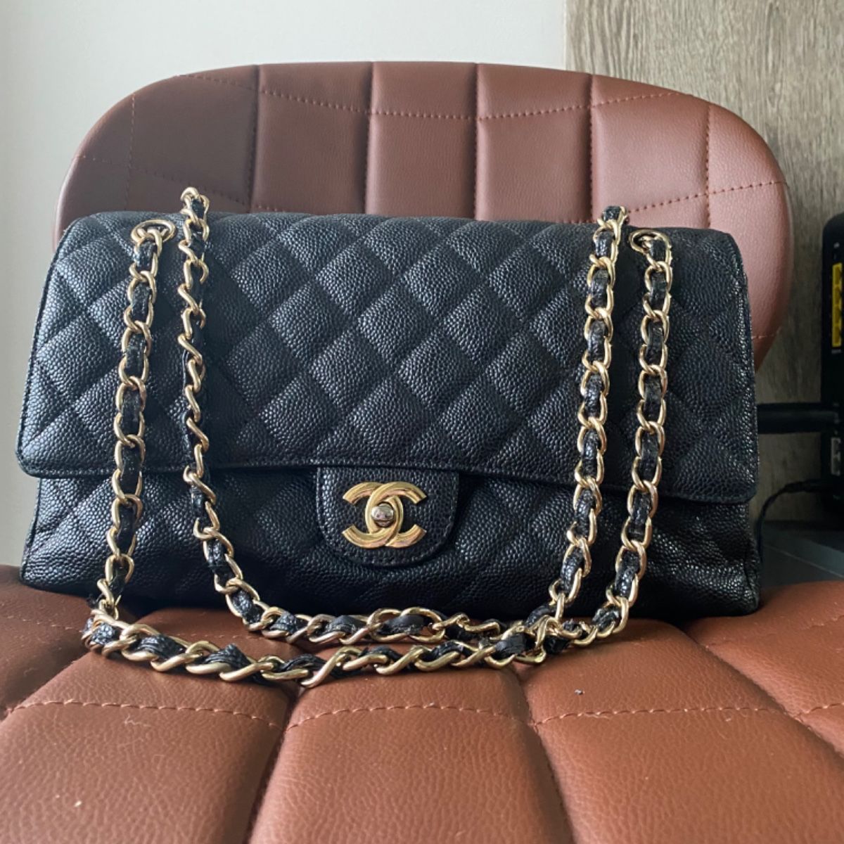 Bolsa Chanel Classic Double Flap Couro Caviar