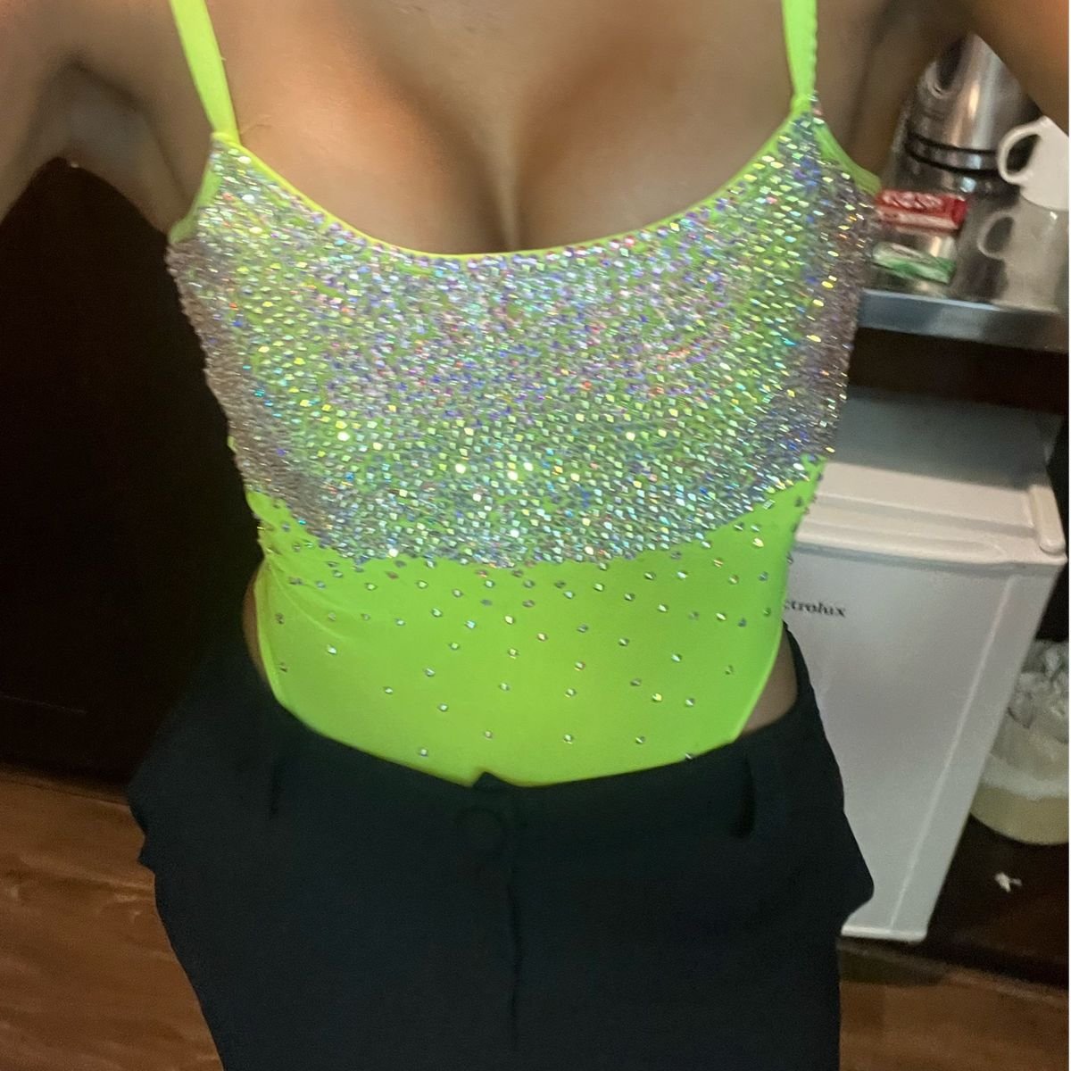 Body Neon Handmade Tule com Strass Carnaval, Blusa Feminina Handmade Usado  96453012