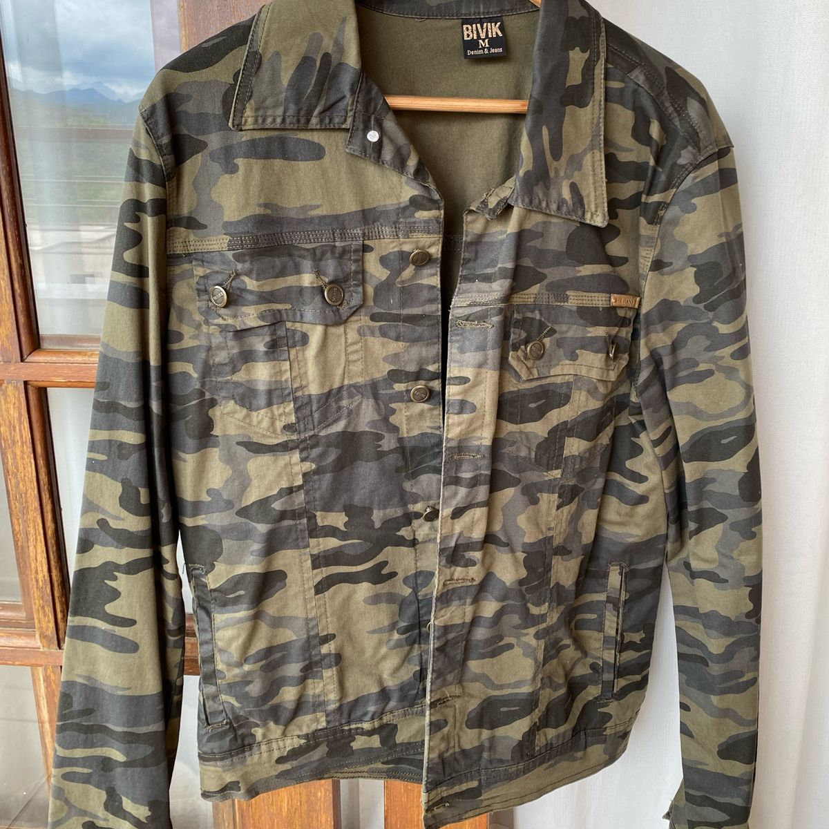 jaqueta jeans masculina bivik verde militar