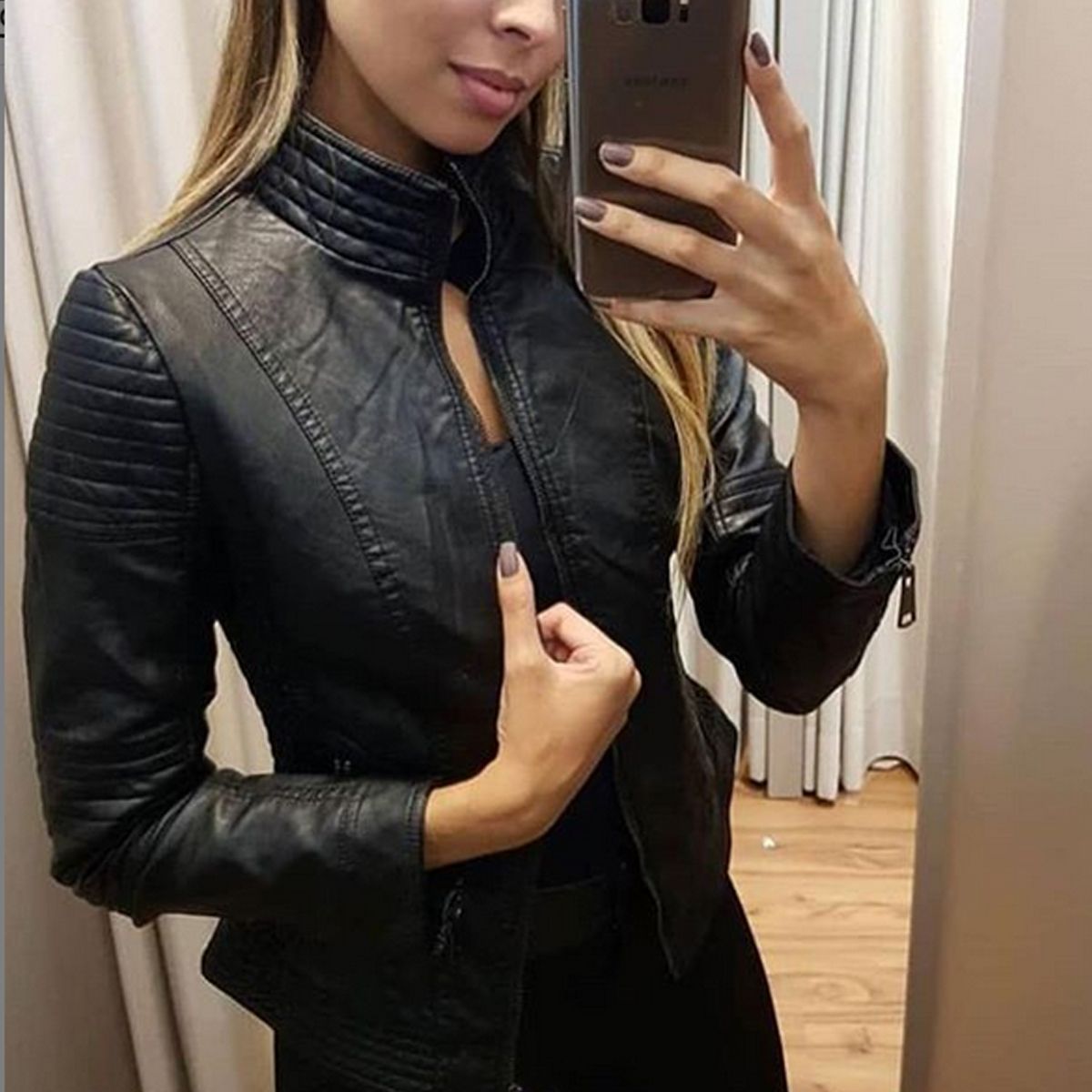 jaqueta de couro feminina forrada