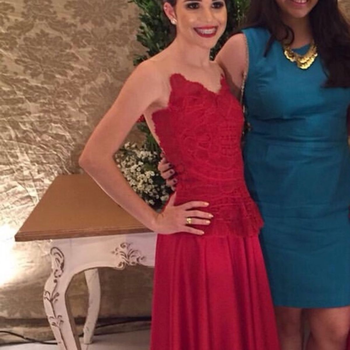 vestido de formatura longo vermelho