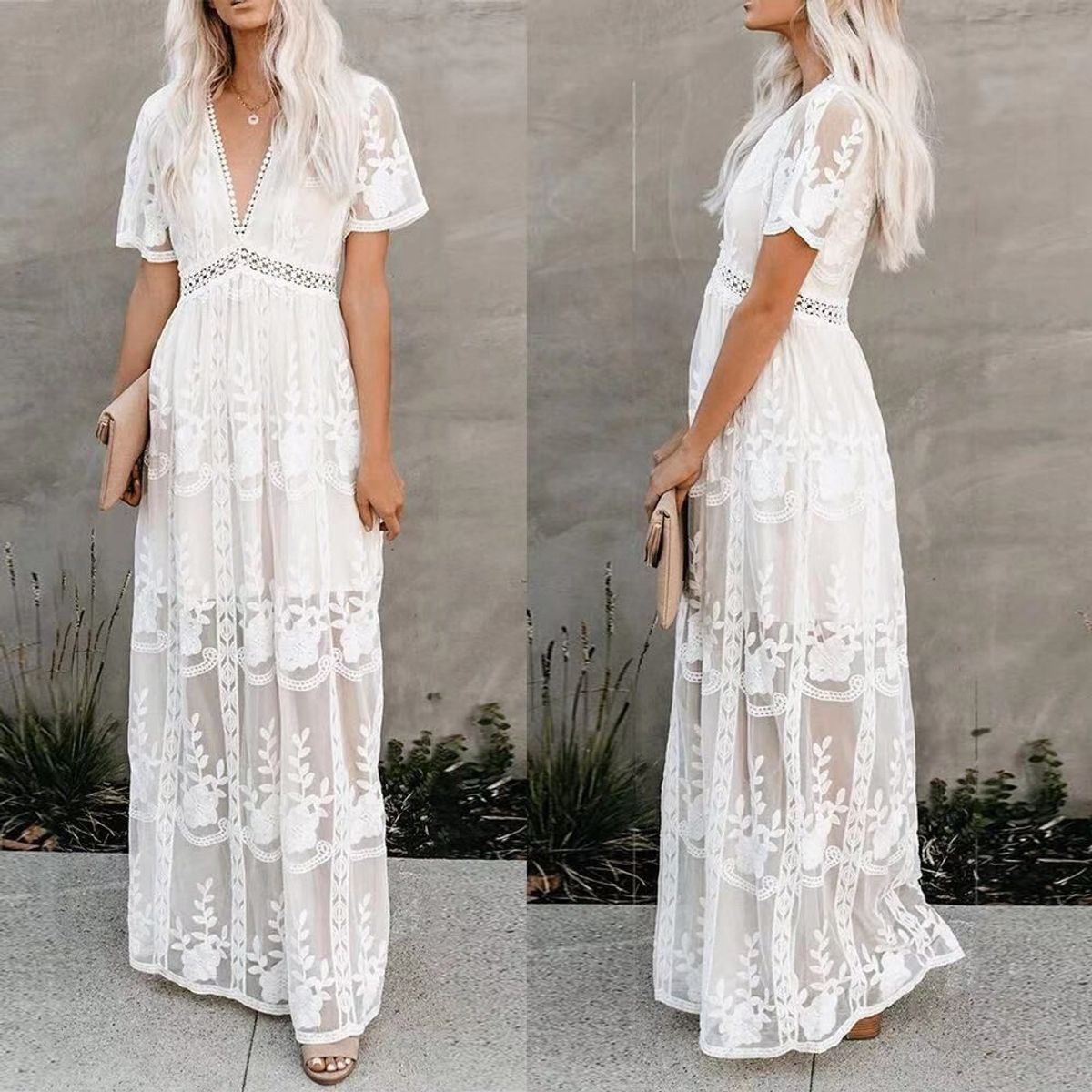 vestido branco longo para casamento no civil