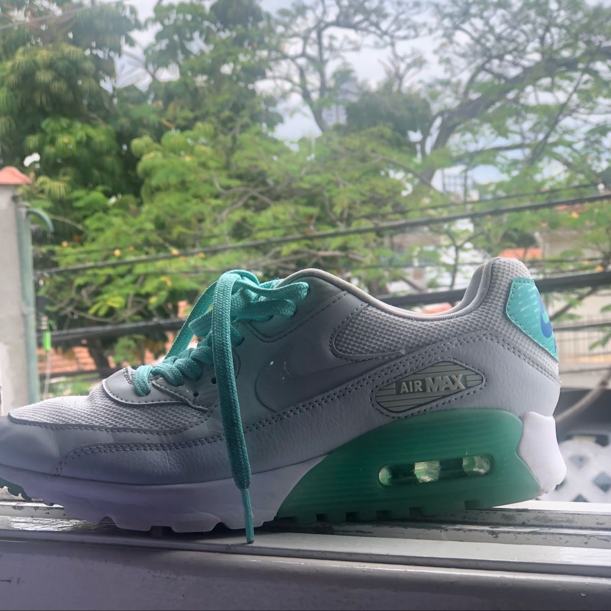 air max 90 verde agua e branco