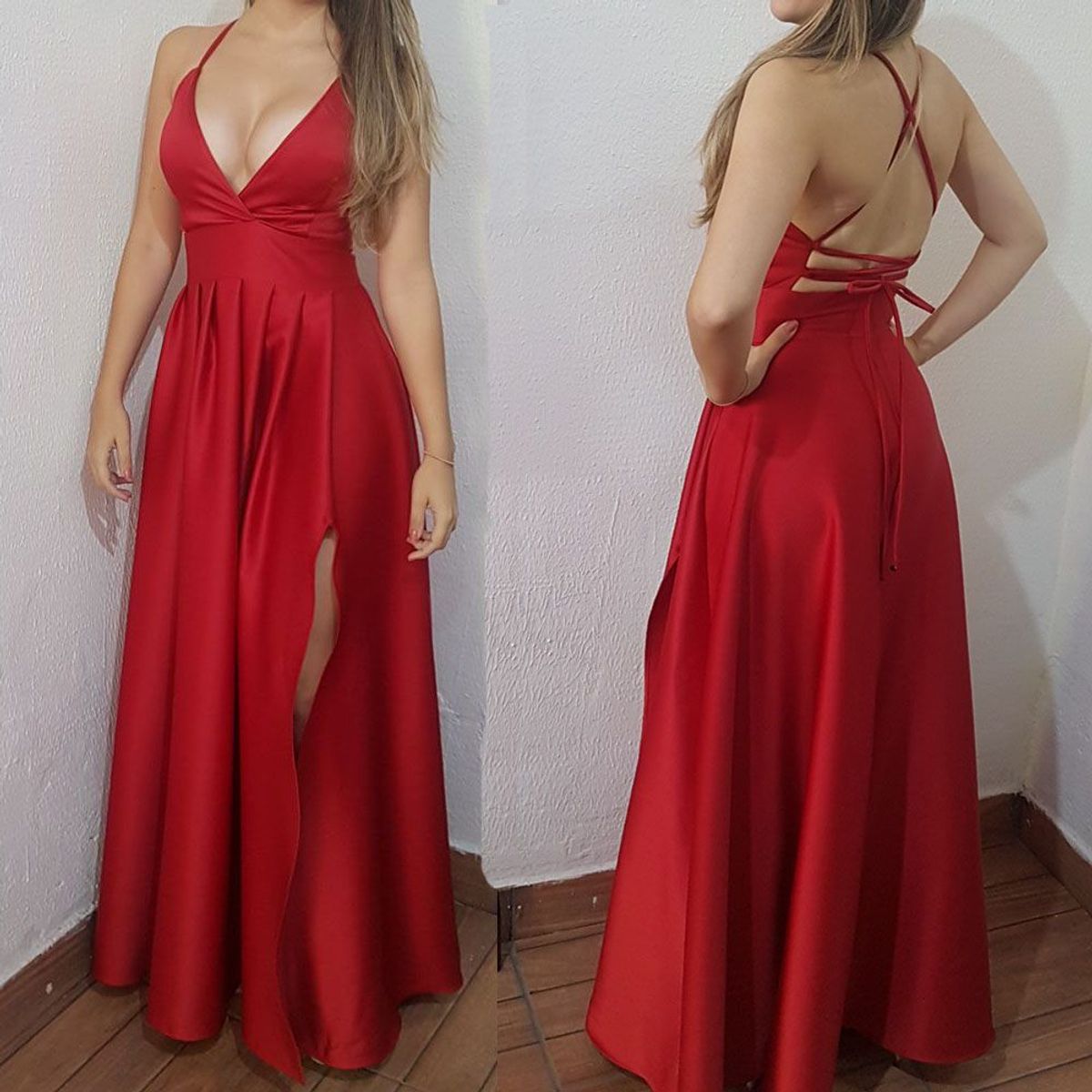 vestido longo evase festa