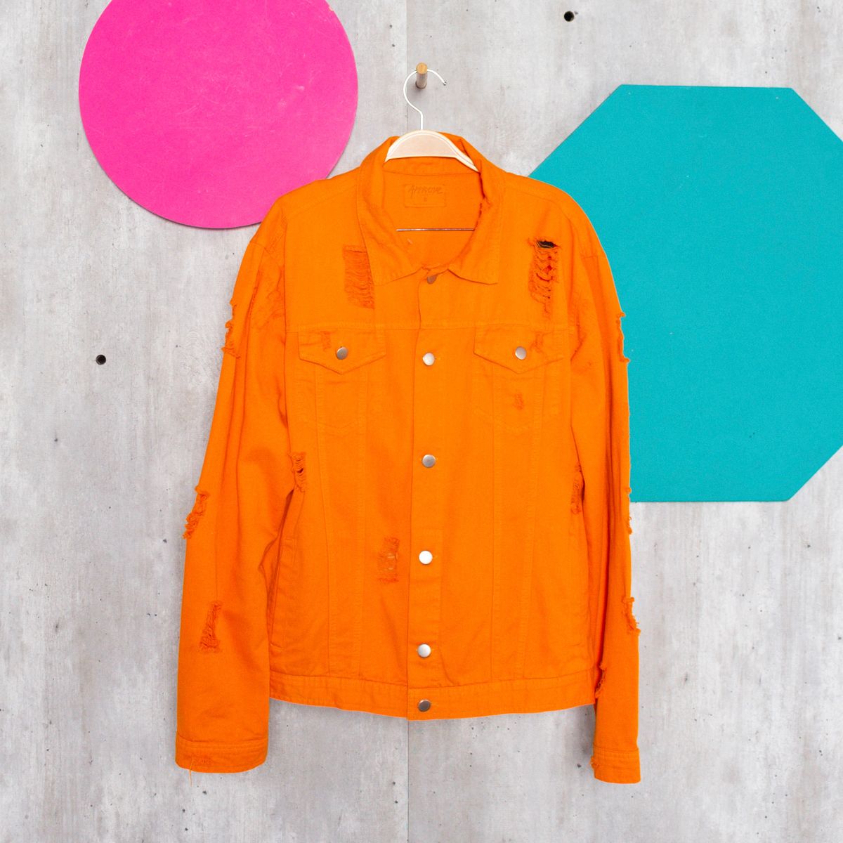 jaqueta jeans laranja