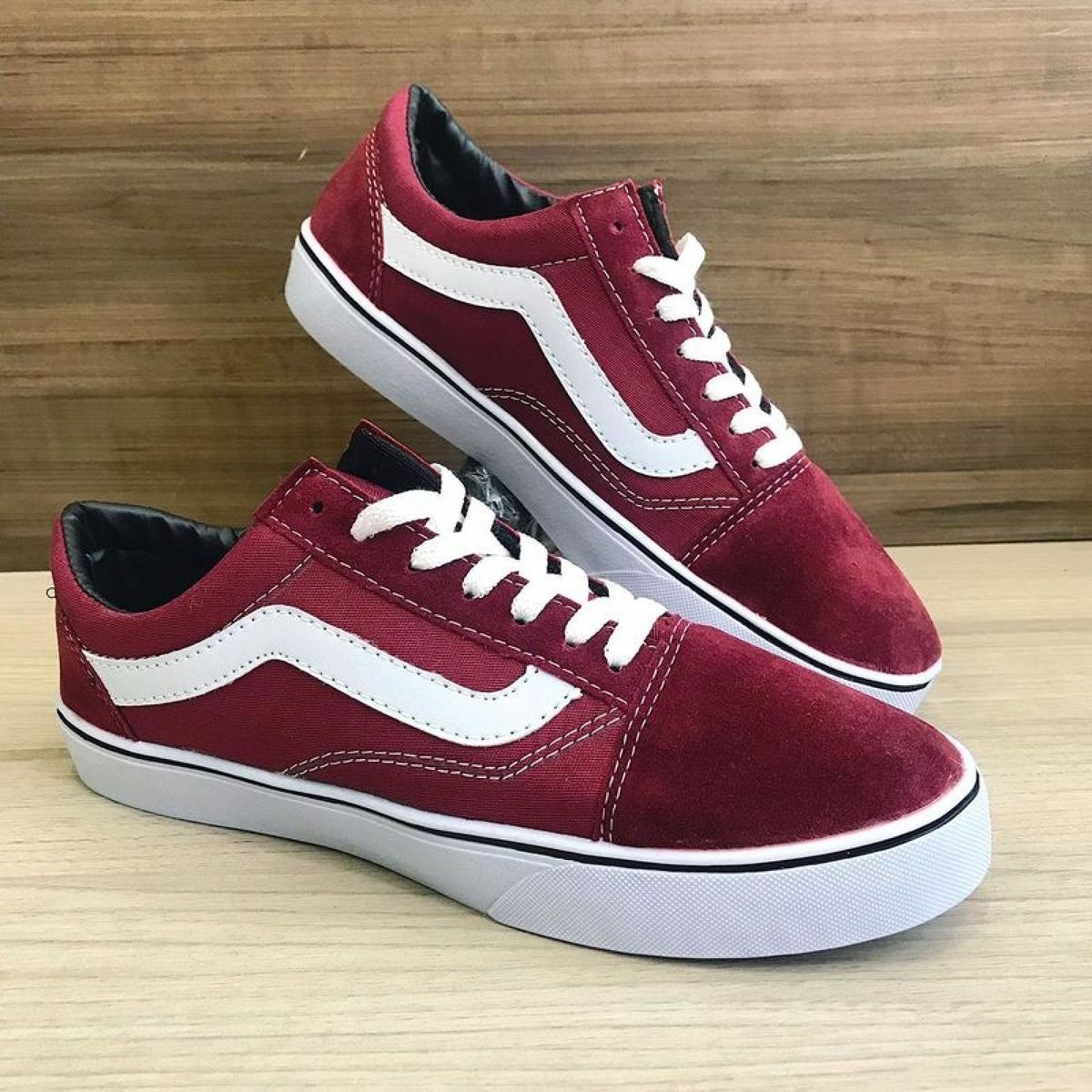 vans old skool vermelho e branco