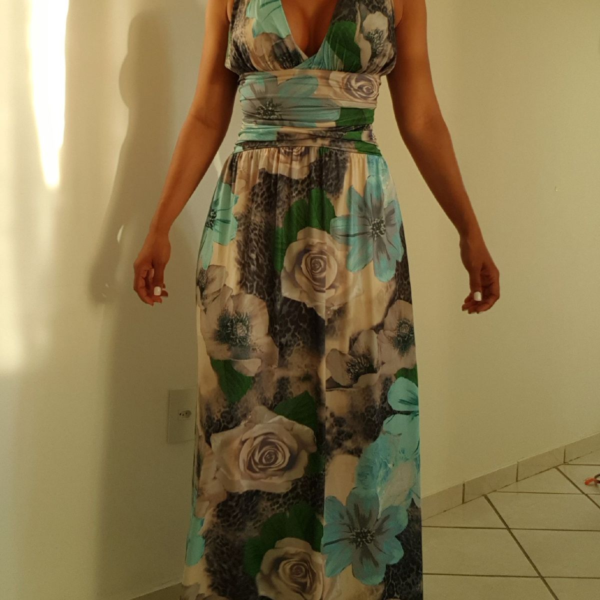 aquamar vestido longo