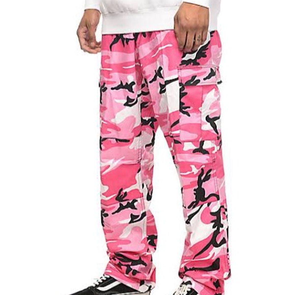 calça cargo camuflada rosa