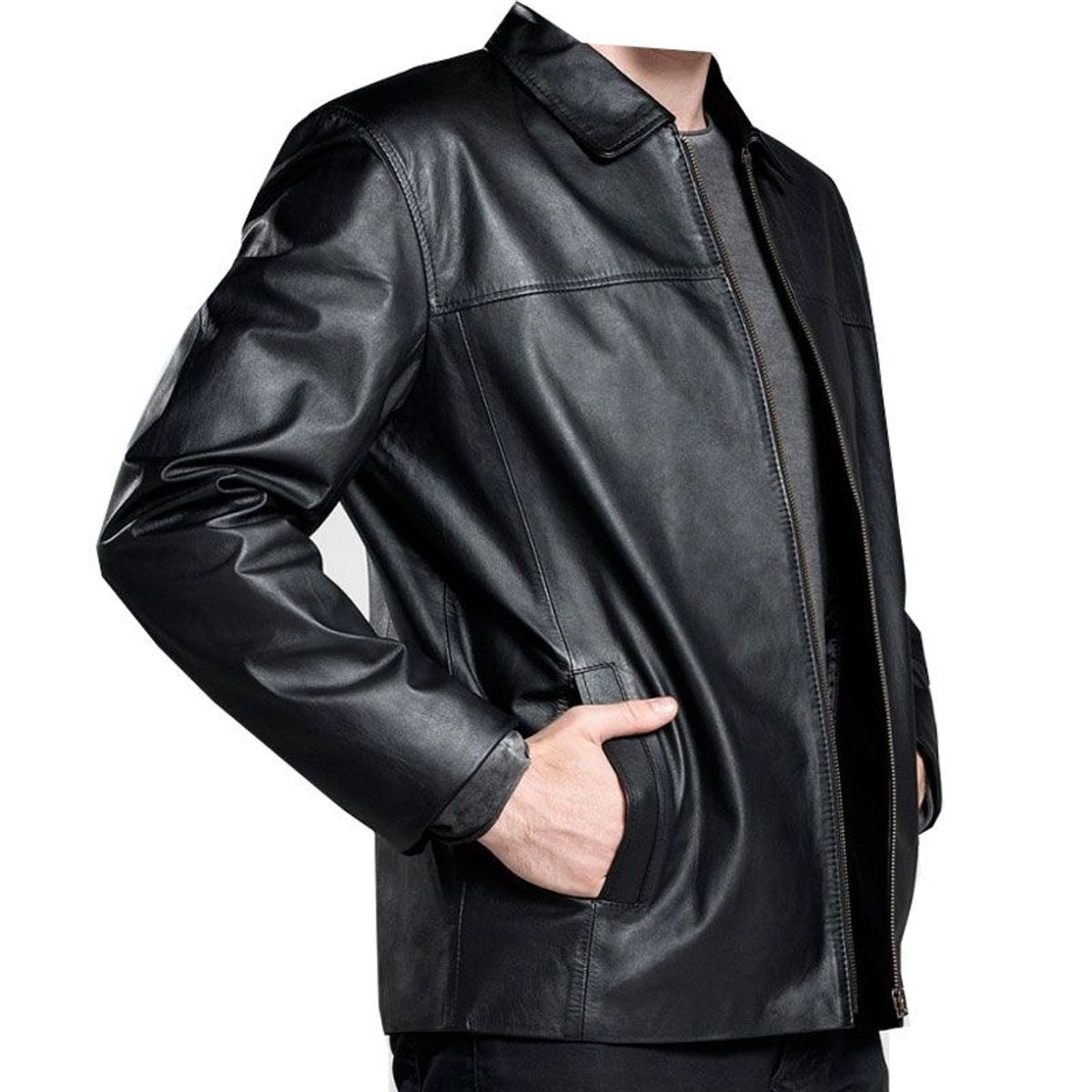 jaqueta de couro masculina preta