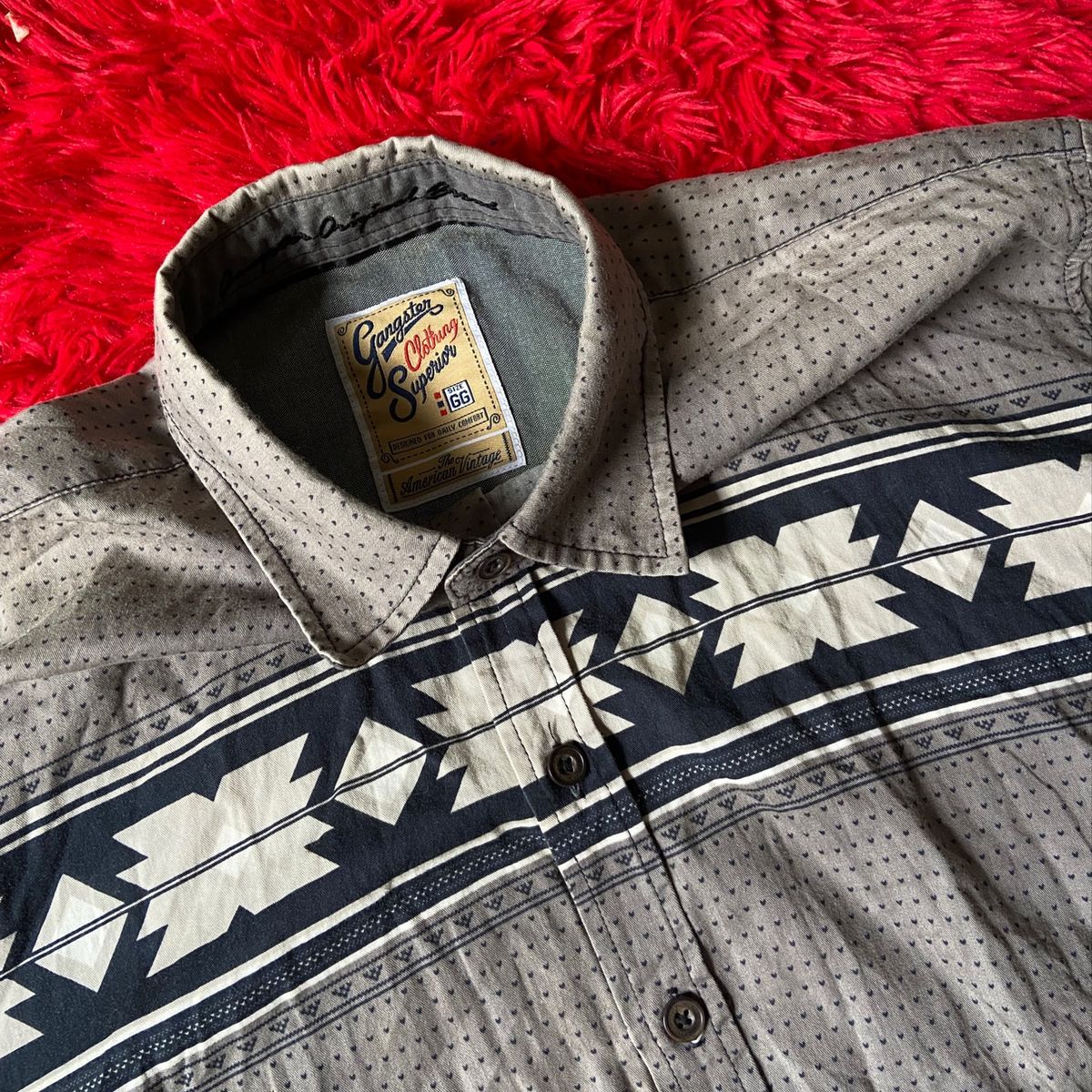 Camisa Tribal/Étnica Camisa Masculina Gângster Superior Usado