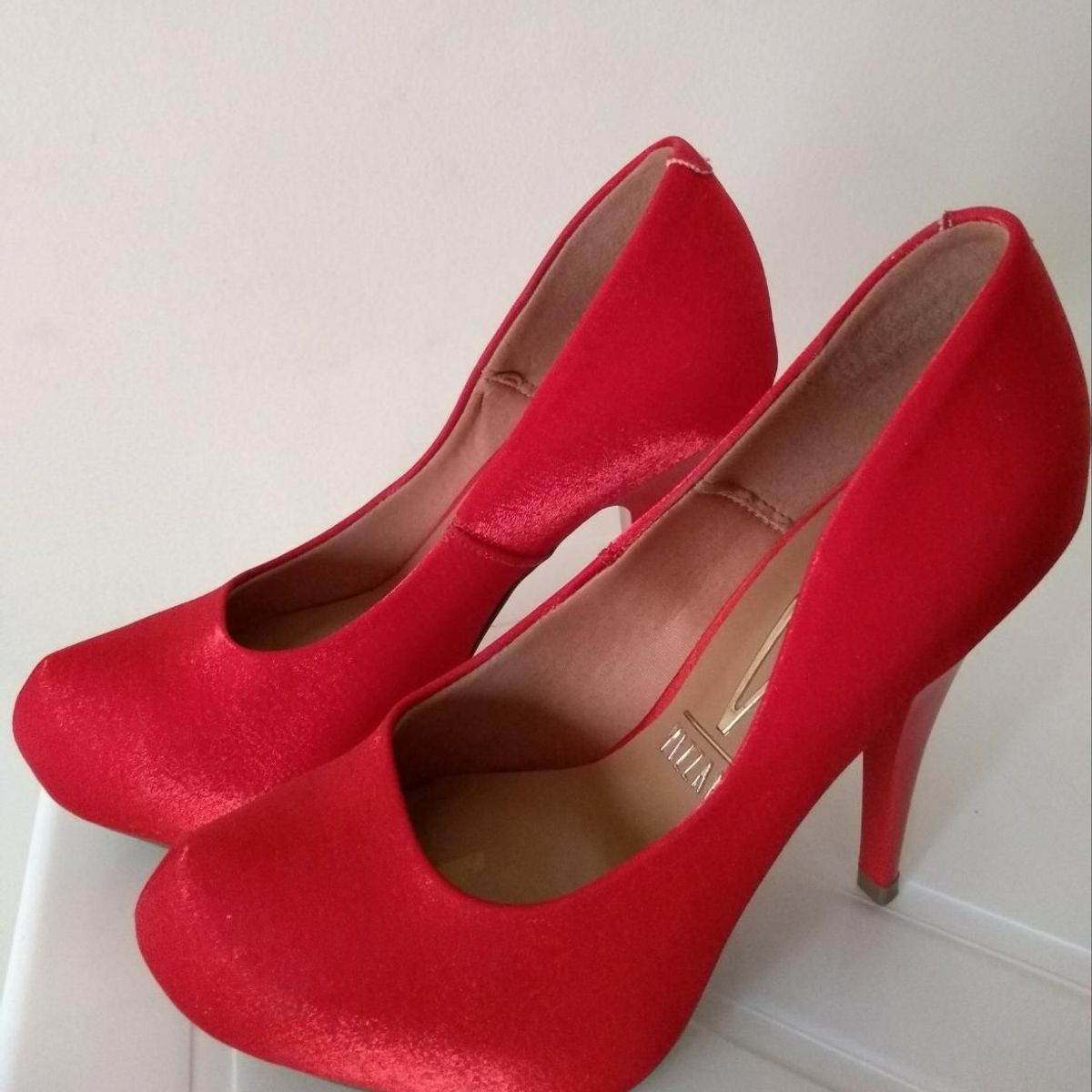 scarpin vizzano meia pata embutida vermelho